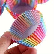 Set of 200 Rainbow Dotted Disposable Muffin Baking Cups for Cupcakes