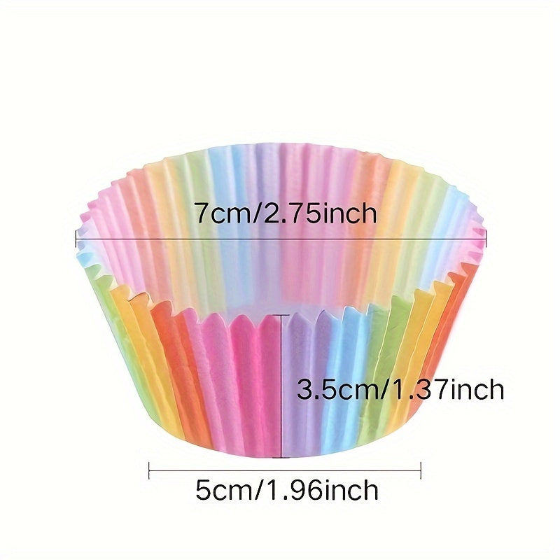 Set of 200 Rainbow Dotted Disposable Muffin Baking Cups for Cupcakes