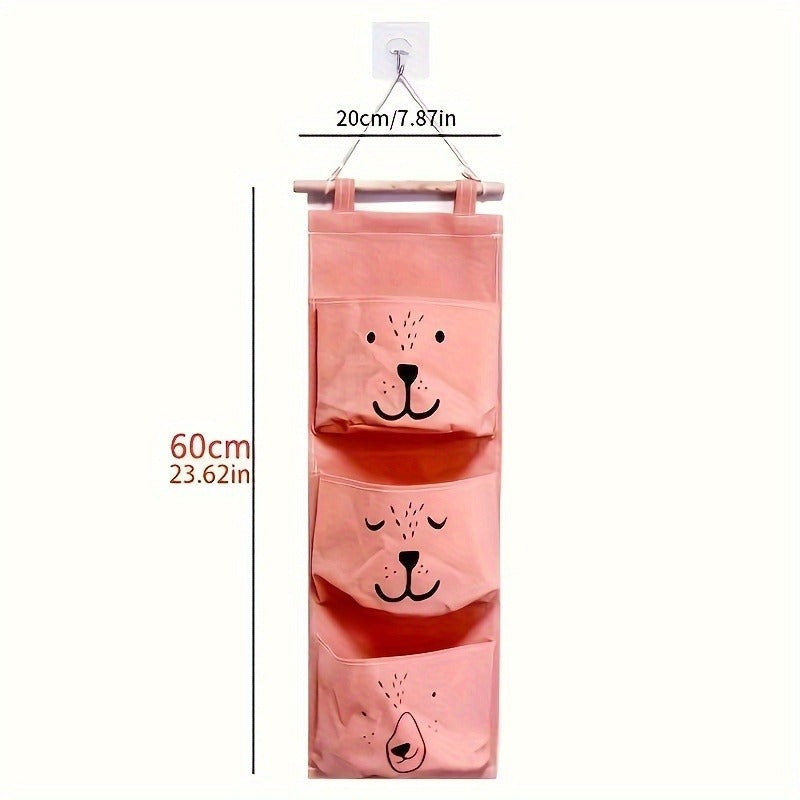 Multfilm hayvonlarining yuzli devor tashkilotchisi mato osma polka uchun bolalar yotoqxona shkaf saqlash