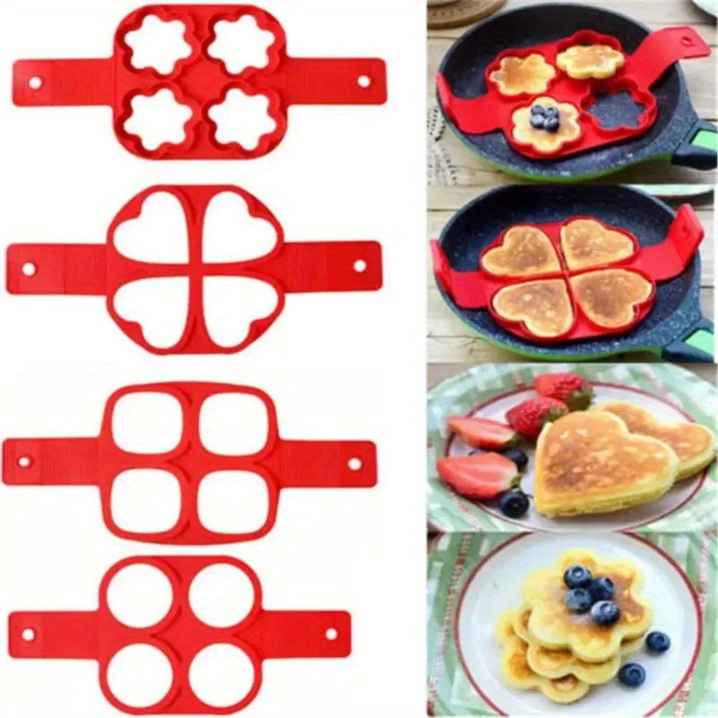 Silicone Pancake and Egg Rings Flower Shaped Nonstick Mold for Breakfast Baking