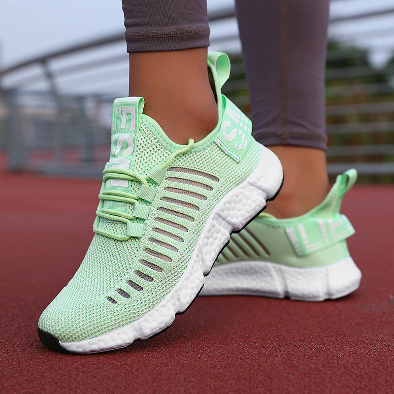 Zapatillas de running ligeras y transpirables para mujer con suela de EVA en verde y blanco