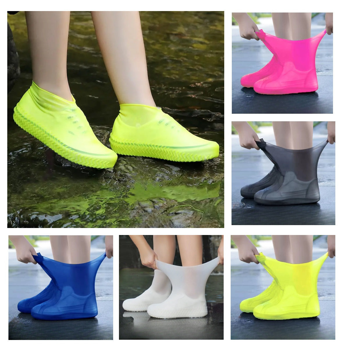 Reusable Waterproof Shoe Covers Pair Non-Slip Plastic Rain Protectors for Outdoor Shoes
