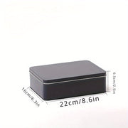 Black Metal Storage Box with Lid for Keys Cookies and Pencils 21.84x16x6.35 cm
