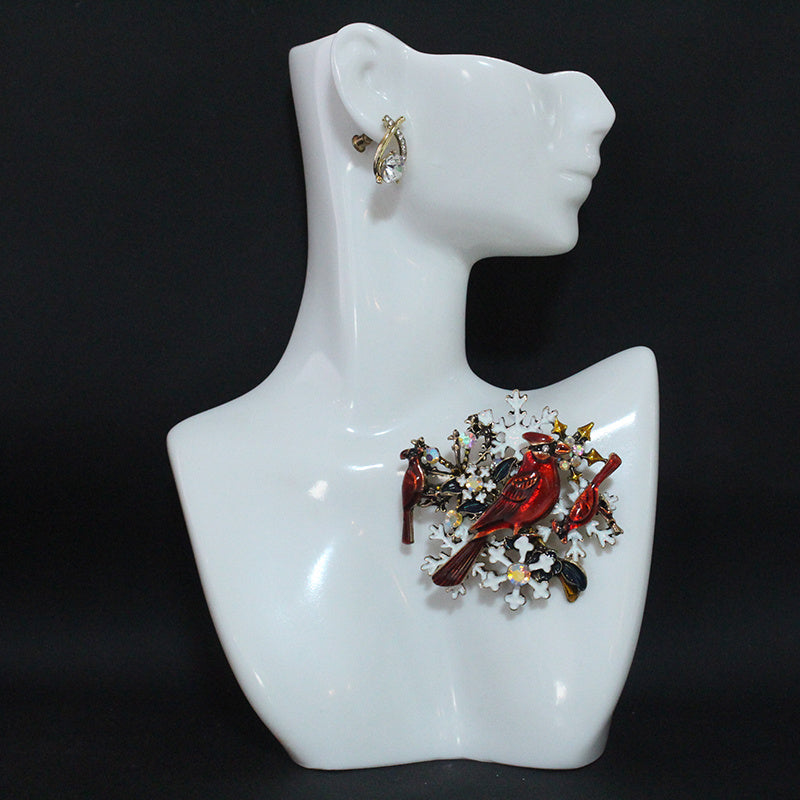 Enamel Bird Brooch with Diamonds for Women Elegant Jewelry Accessories