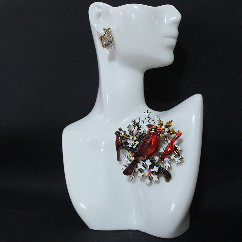 Enamel Bird Brooch with Diamonds for Women Elegant Jewelry Accessories