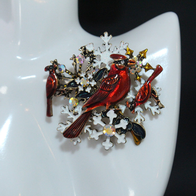 Enamel Bird Brooch with Diamonds for Women Elegant Jewelry Accessories