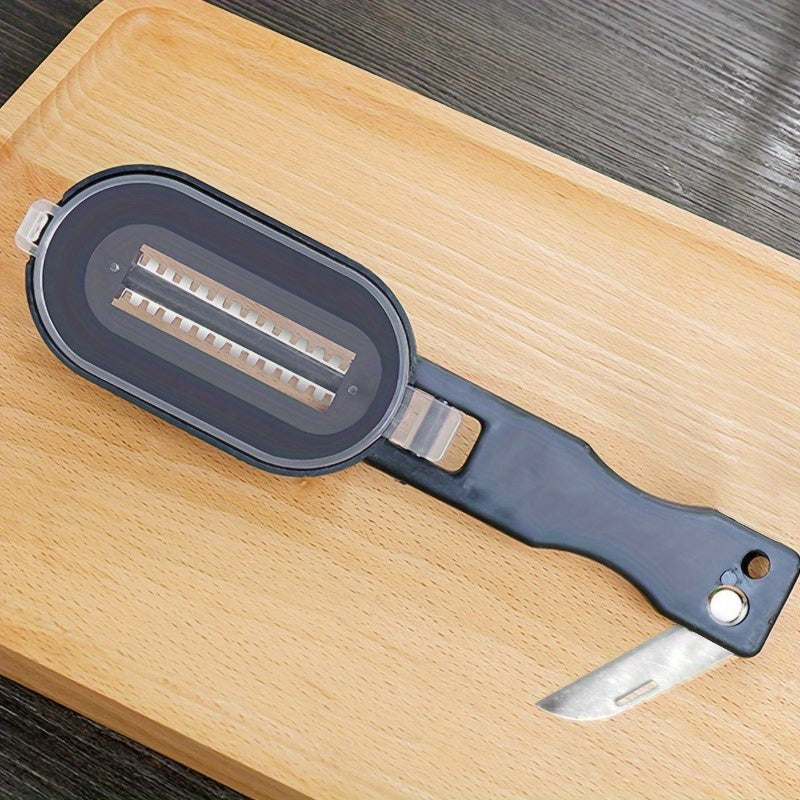 Скребок для рыбы из полипропилена с защитным чехлом - кухонный инструмент для домашнего использования - прочный и легкий в очистке