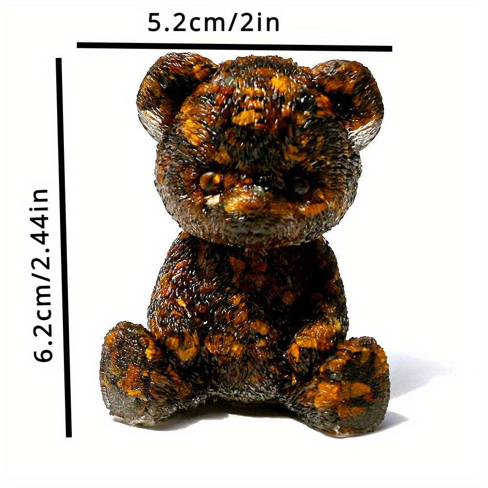Figura de panda de resina con incrustaciones de piedra para decoración del hogar y fabricación de joyas