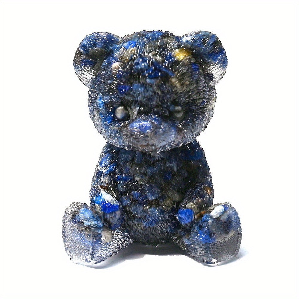 Figura de panda de resina con incrustaciones de piedra para decoración del hogar y fabricación de joyas