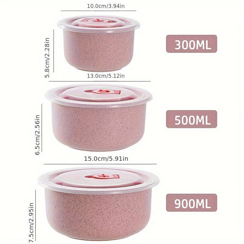 3 ta bug'doy somonidan yasalgan idishlar to'plami - mikroto'lqinli pechda xavfsiz, ovqatni yangi saqlaydi, tushliklar va bentolar uchun ko'p funksiyali