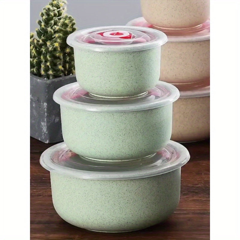 3 ta bug'doy somonidan yasalgan idishlar to'plami - mikroto'lqinli pechda xavfsiz, ovqatni yangi saqlaydi, tushliklar va bentolar uchun ko'p funksiyali