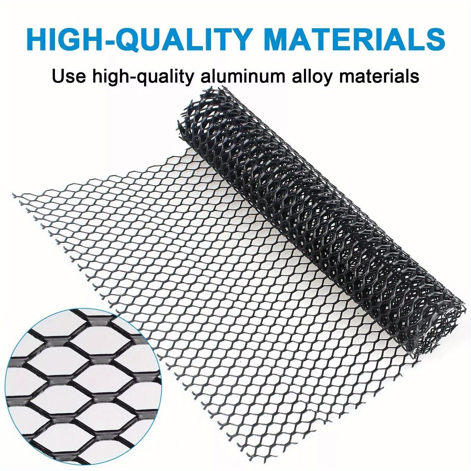 Aluminum Mesh Grill Cover Car Bumper Vent Net Black Red Stitching 101.6cm