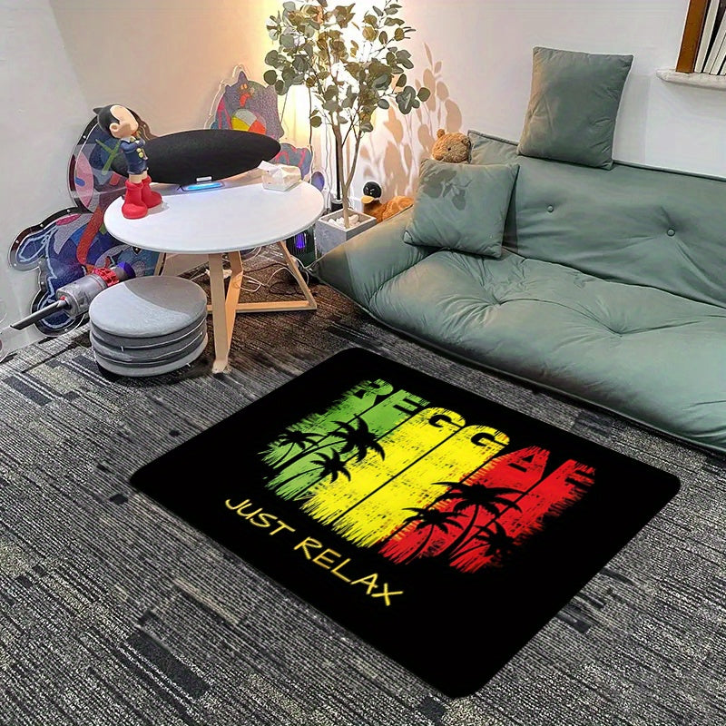 Polyester hududiy gilam reggae mavzusi bilan, tushirilmaydigan yuviladigan matto kirish va yotoqxona uchun