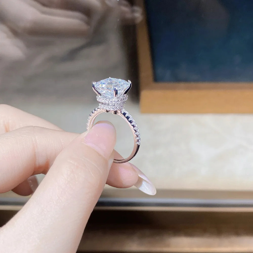 Moissanite Engagement Ring 3.5 Carat Sterling Silver Vintage 4-Prong Gift