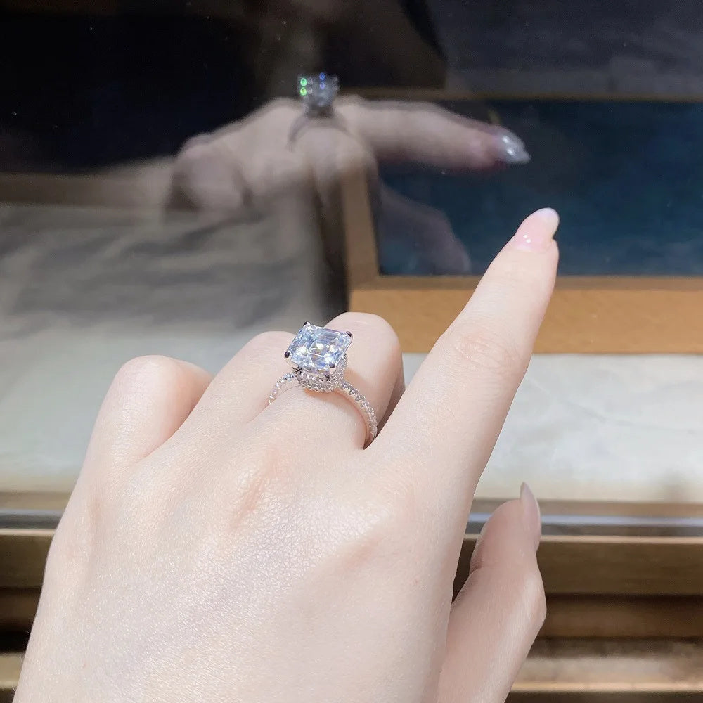 Moissanite Engagement Ring 3.5 Carat Sterling Silver Vintage 4-Prong Gift