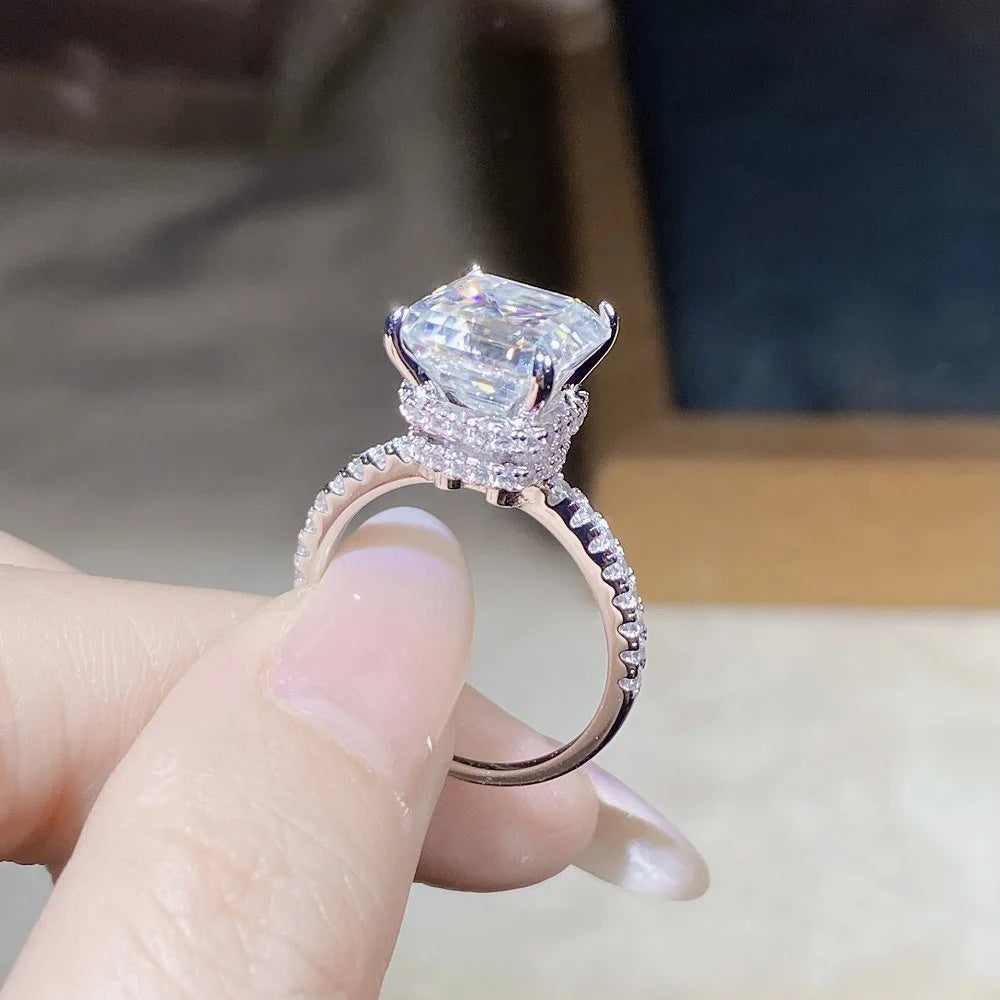 Moissanite Engagement Ring 3.5 Carat Sterling Silver Vintage 4-Prong Gift