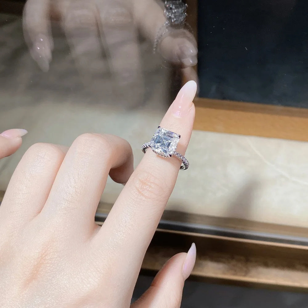 Moissanite Engagement Ring 3.5 Carat Sterling Silver Vintage 4-Prong Gift