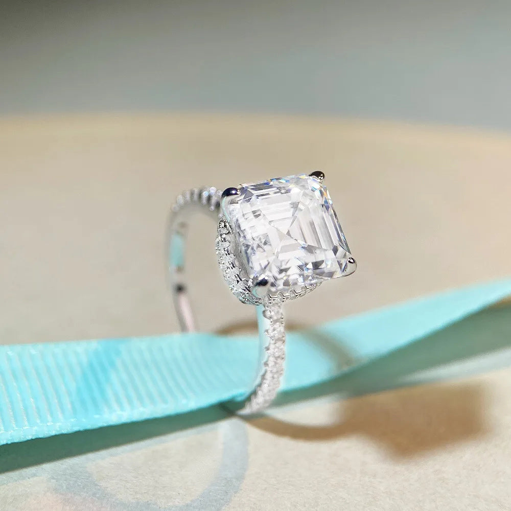 Moissanite Engagement Ring 3.5 Carat Sterling Silver Vintage 4-Prong Gift