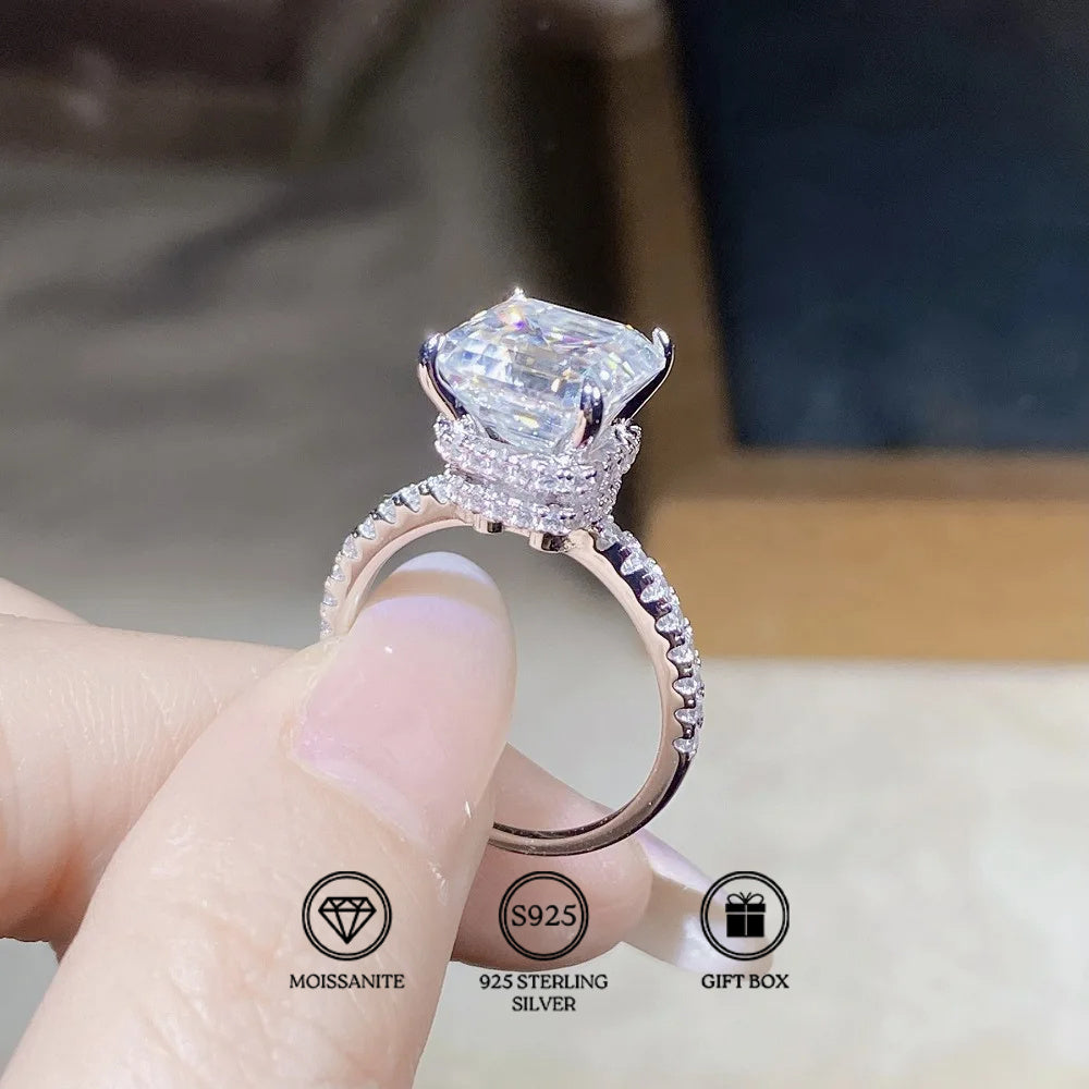 Moissanite Engagement Ring 3.5 Carat Sterling Silver Vintage 4-Prong Gift