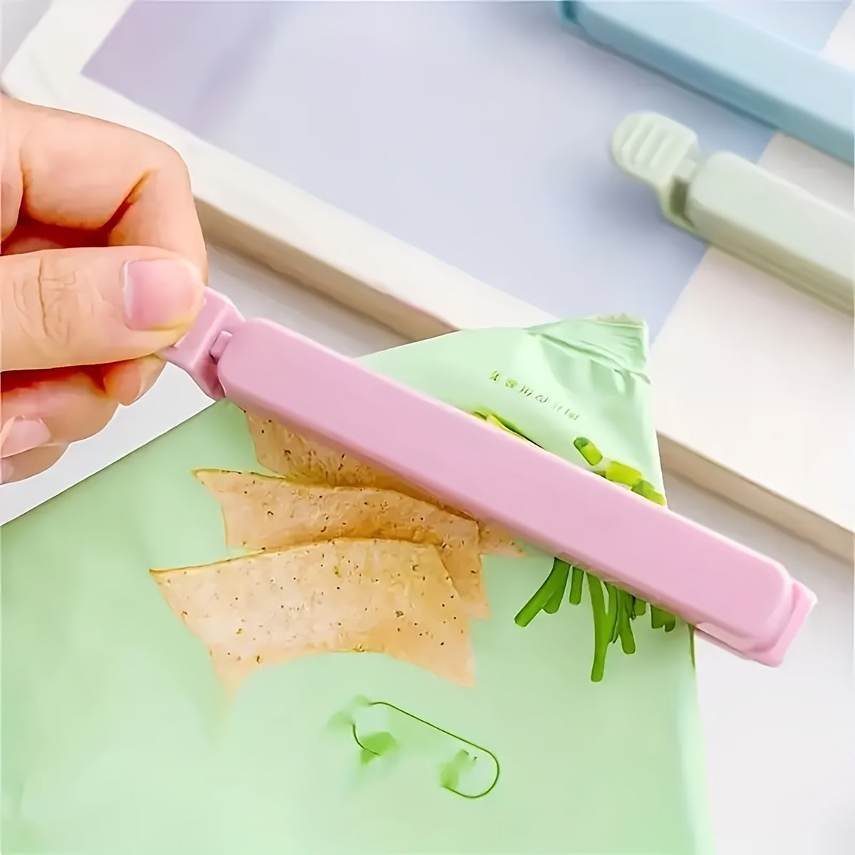 Juego de 15 clips de plástico para sellar bolsas de comida para snacks y almacenamiento en la cocina