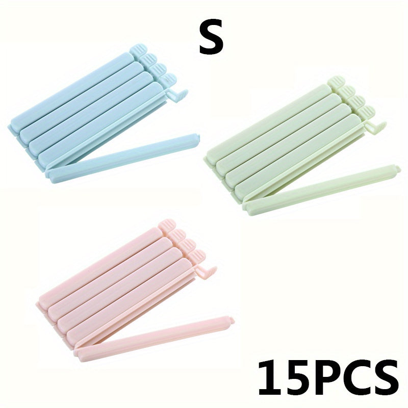 Juego de 15 clips de plástico para sellar bolsas de comida para snacks y almacenamiento en la cocina