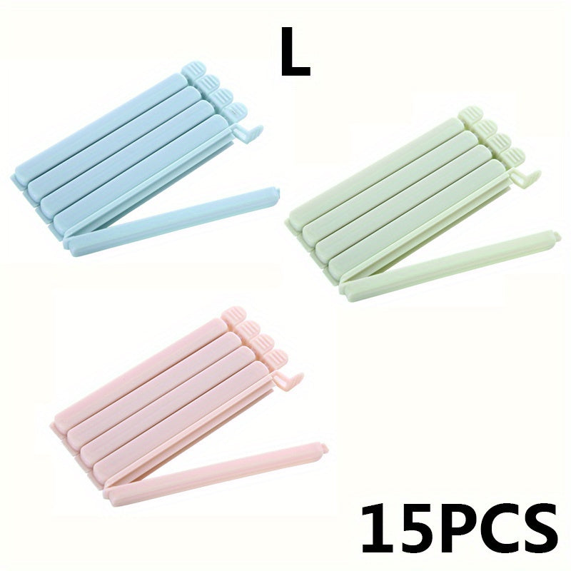 Juego de 15 clips de plástico para sellar bolsas de comida para snacks y almacenamiento en la cocina