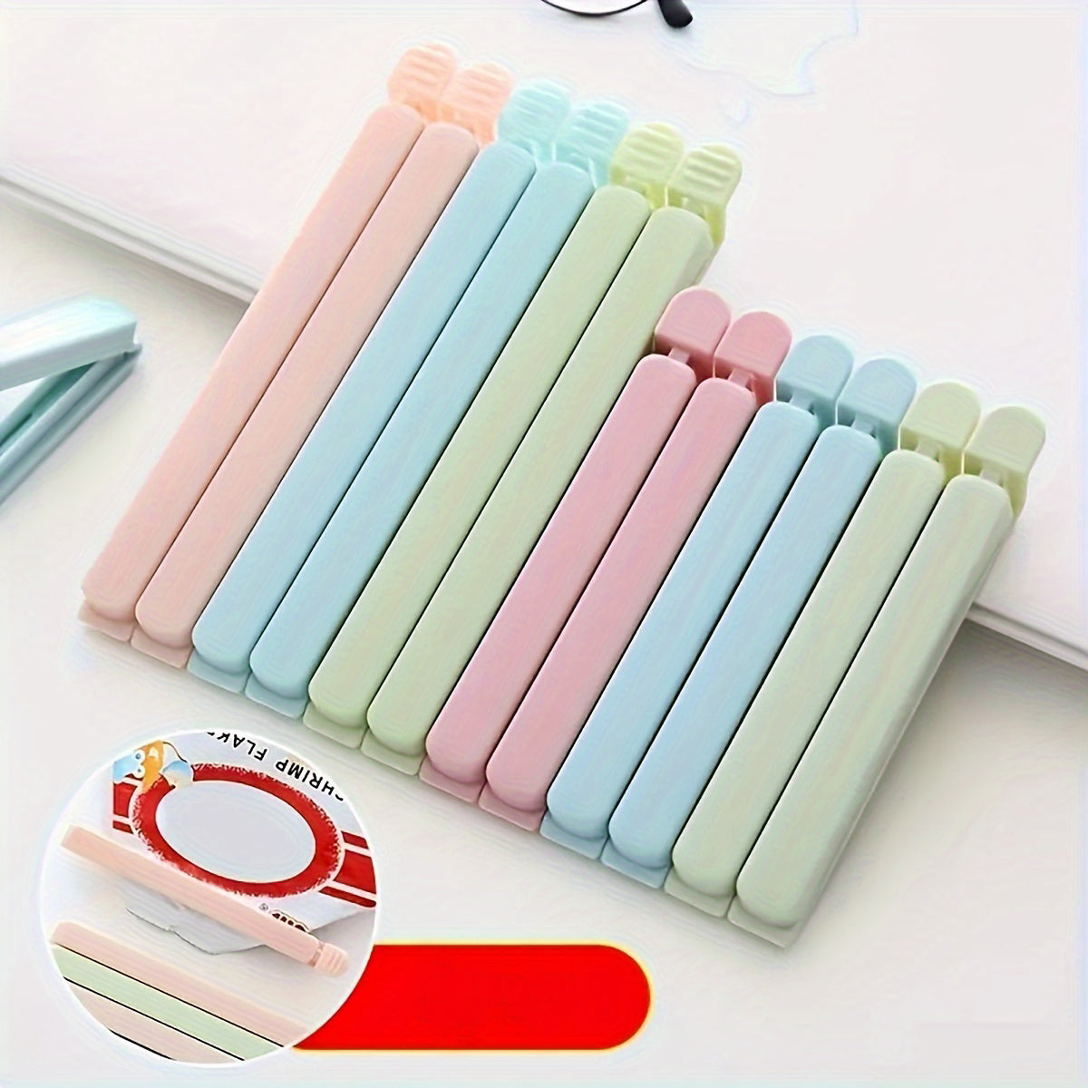 Juego de 15 clips de plástico para sellar bolsas de comida para snacks y almacenamiento en la cocina