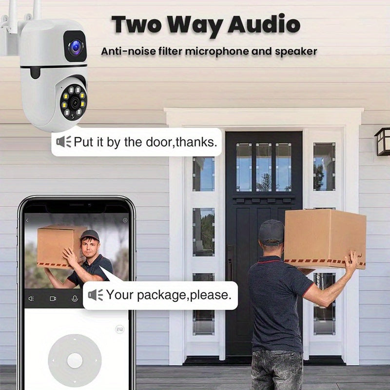 Wireless Indoor Security Camera with Dual Lens 355° Gimbal Night Vision Motion Detection Two-Way Audio