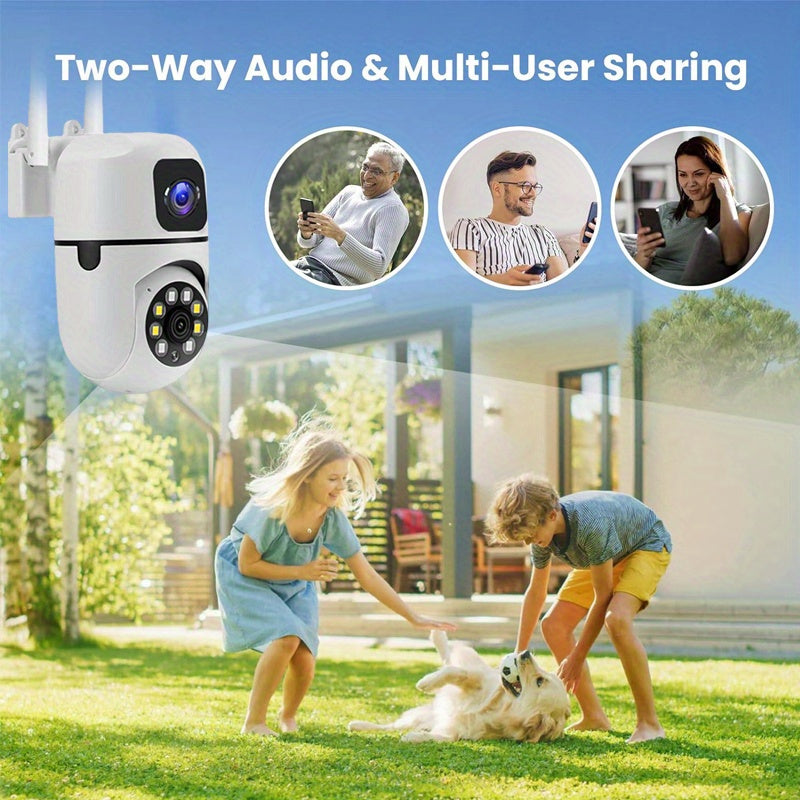 Wireless Indoor Security Camera with Dual Lens 355° Gimbal Night Vision Motion Detection Two-Way Audio