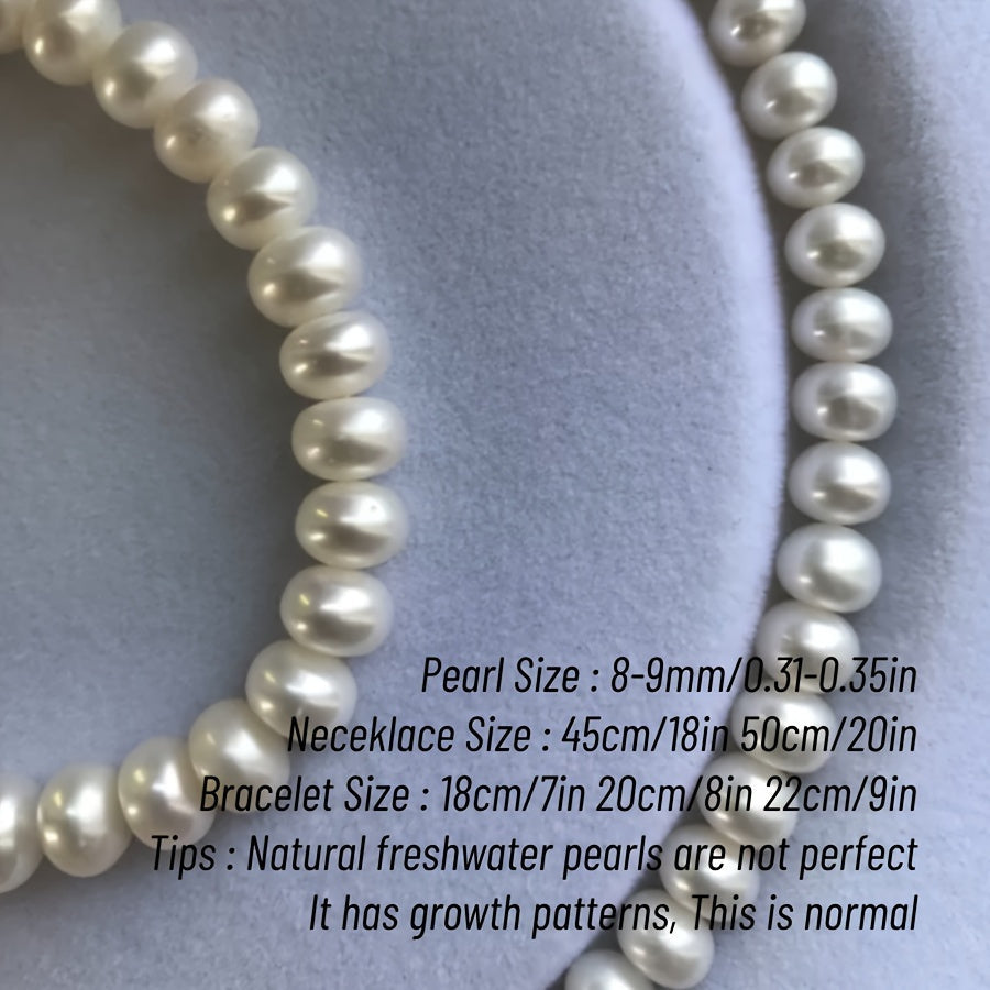 Freshwater Pearl Bracelet and Necklace Set for Women Elegant Classic Jewelry Gift