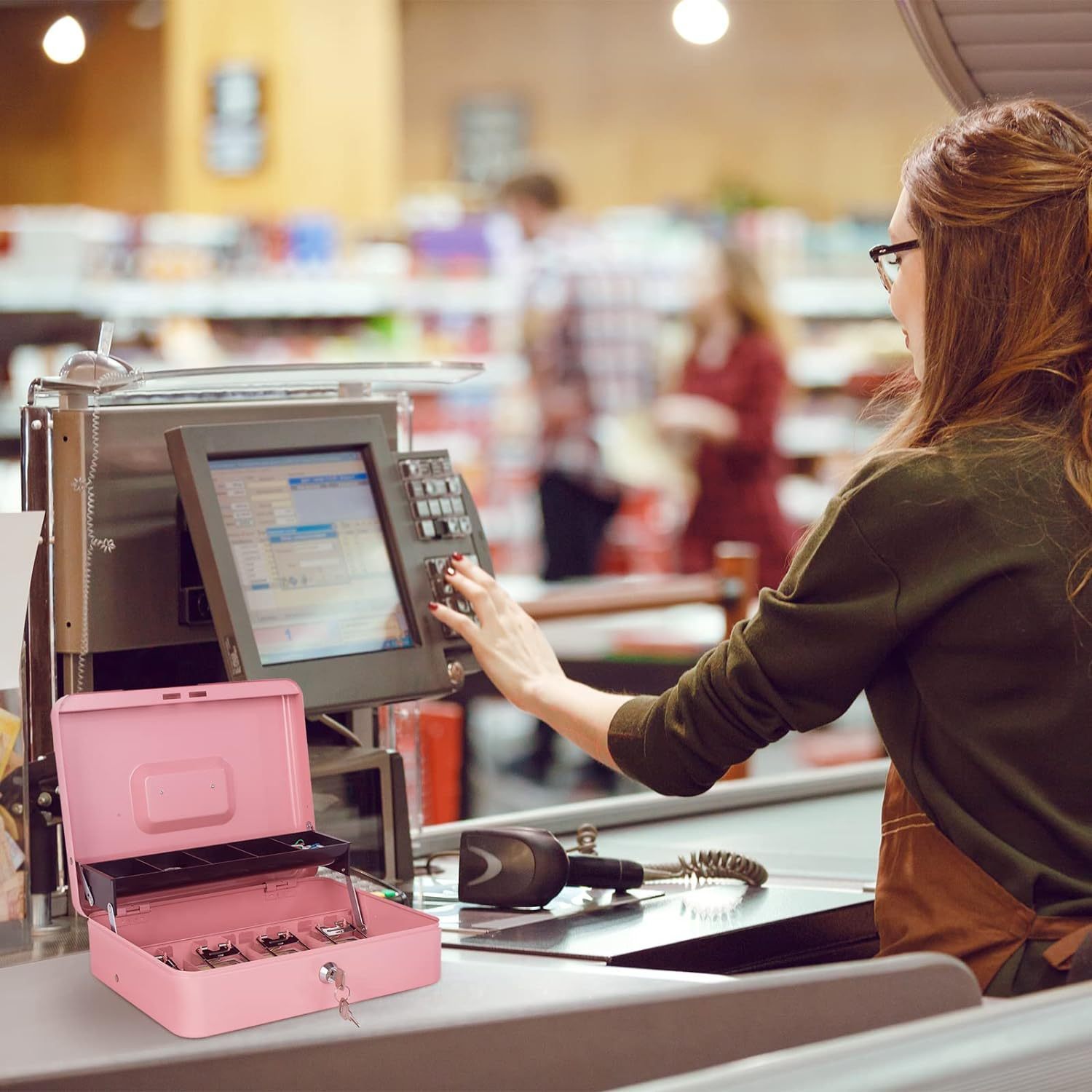 Iron Cash Box with Lock and Coin/Bill Slots Portable Security Safe