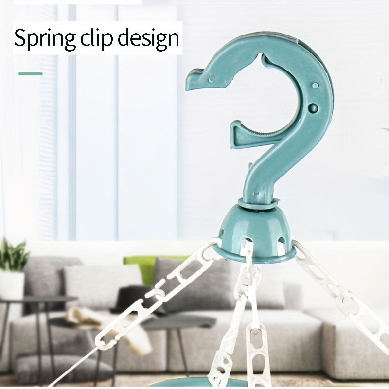 Plastic Laundry Drying Rack with 32 Clips Swivel Hook Space-Saving Organizer