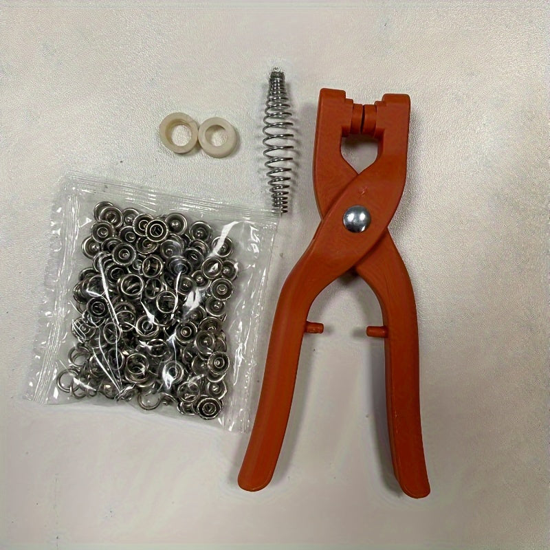 50 Pcs Orange Snap Button Kit with Hand Press Pliers for Sewing Crafts Clothing Bags