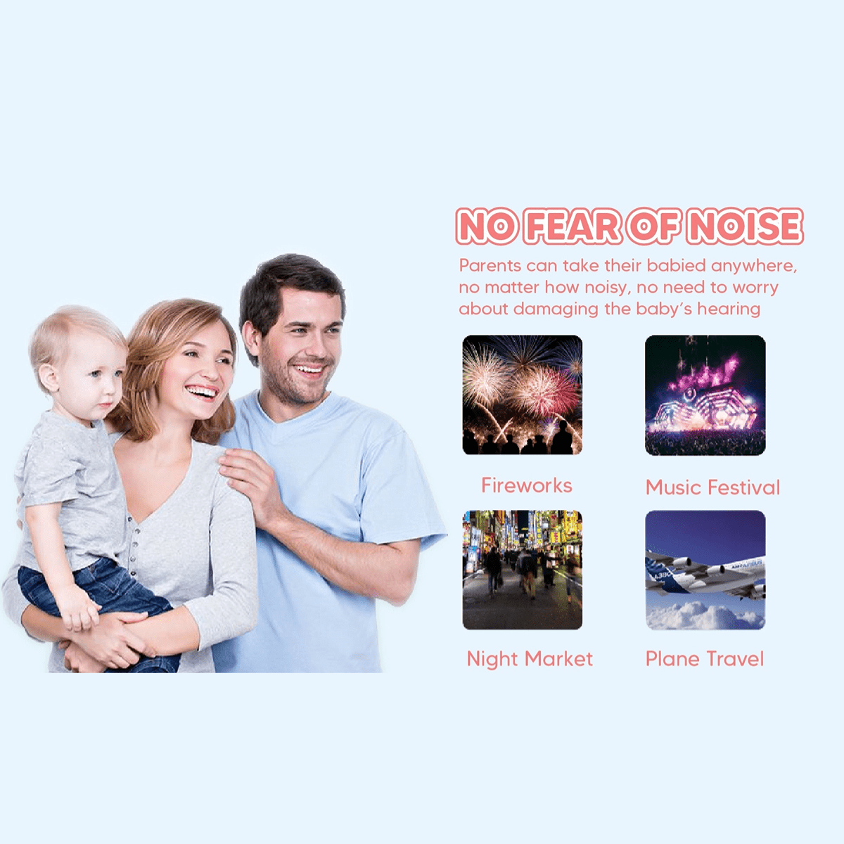 Kids Noise-Cancelling Ear Muffs 2-in-1 Lead-Free White Pink Blue Hearing Protection