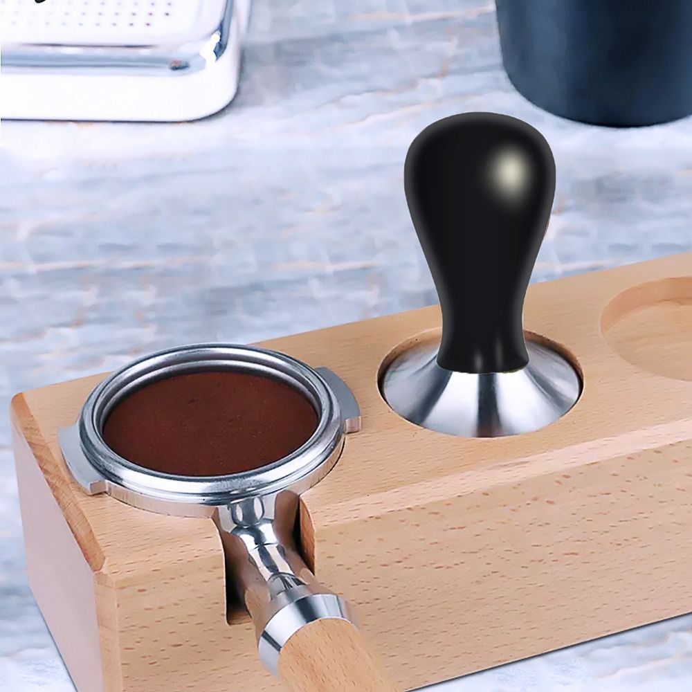 Manual Espresso Tamper Wooden Handle 51mm 53mm 58mm Leveler Tool