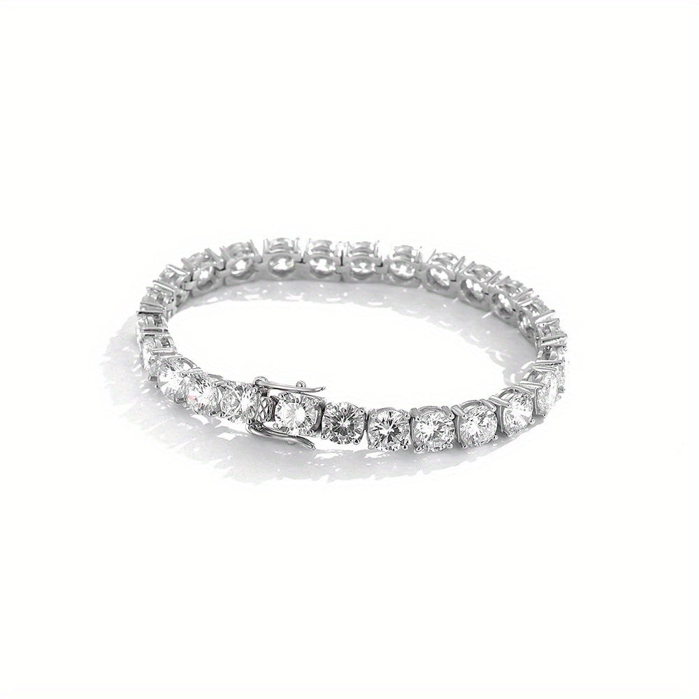Moissanite Tennis Bracelet 25 Carats Sterling Silver Jewelry for Valentine's Day