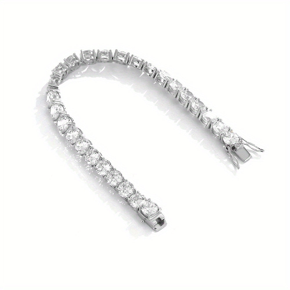Moissanite Tennis Bracelet 25 Carats Sterling Silver Jewelry for Valentine's Day