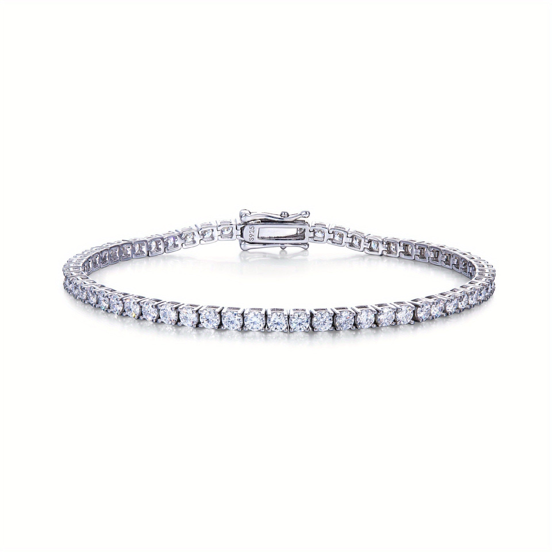 Moissanite Tennis Bracelet 25 Carats Sterling Silver Jewelry for Valentine's Day