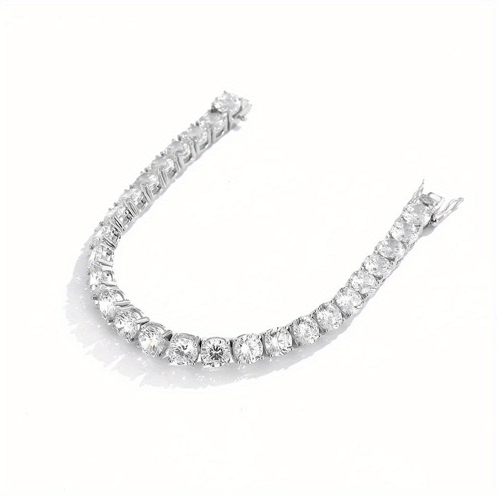 Moissanite Tennis Bracelet 25 Carats Sterling Silver Jewelry for Valentine's Day