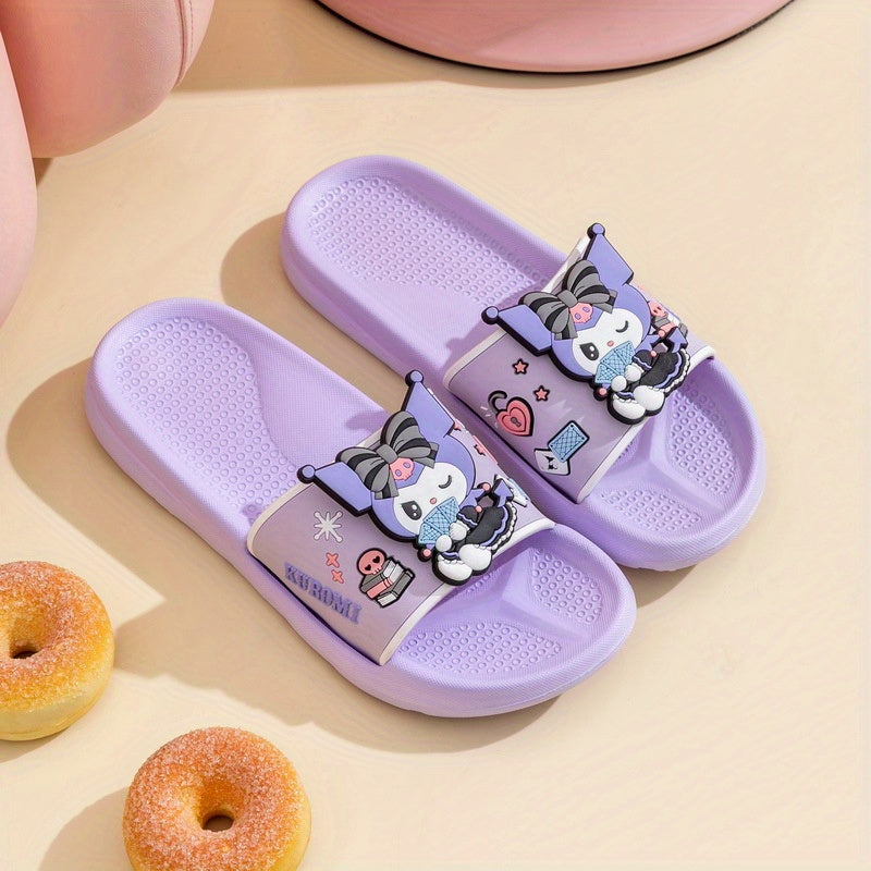 Детские девичьи тапочки розовые и фиолетовые, нескользящие, из ЭВА, мультяшные, повседневные, для всех сезонов