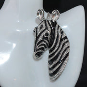 Zebra Stripe Brooch for Women Rhinestone Animal Lapel Pin Statement Jewelry