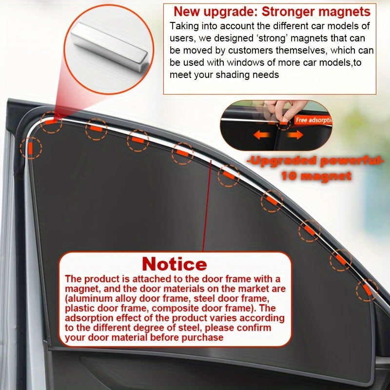4-Piece Magnetic UV Protection Sunshade Set for Vehicle Side Windows