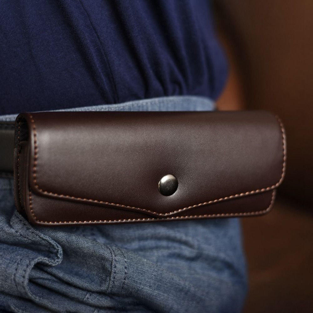 Leather Glasses Case Waistpack with Belt Clip for Eyeglasses Storage