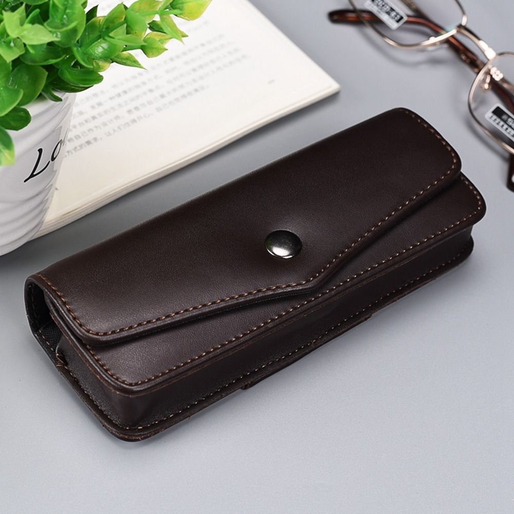 Leather Glasses Case Waistpack with Belt Clip for Eyeglasses Storage