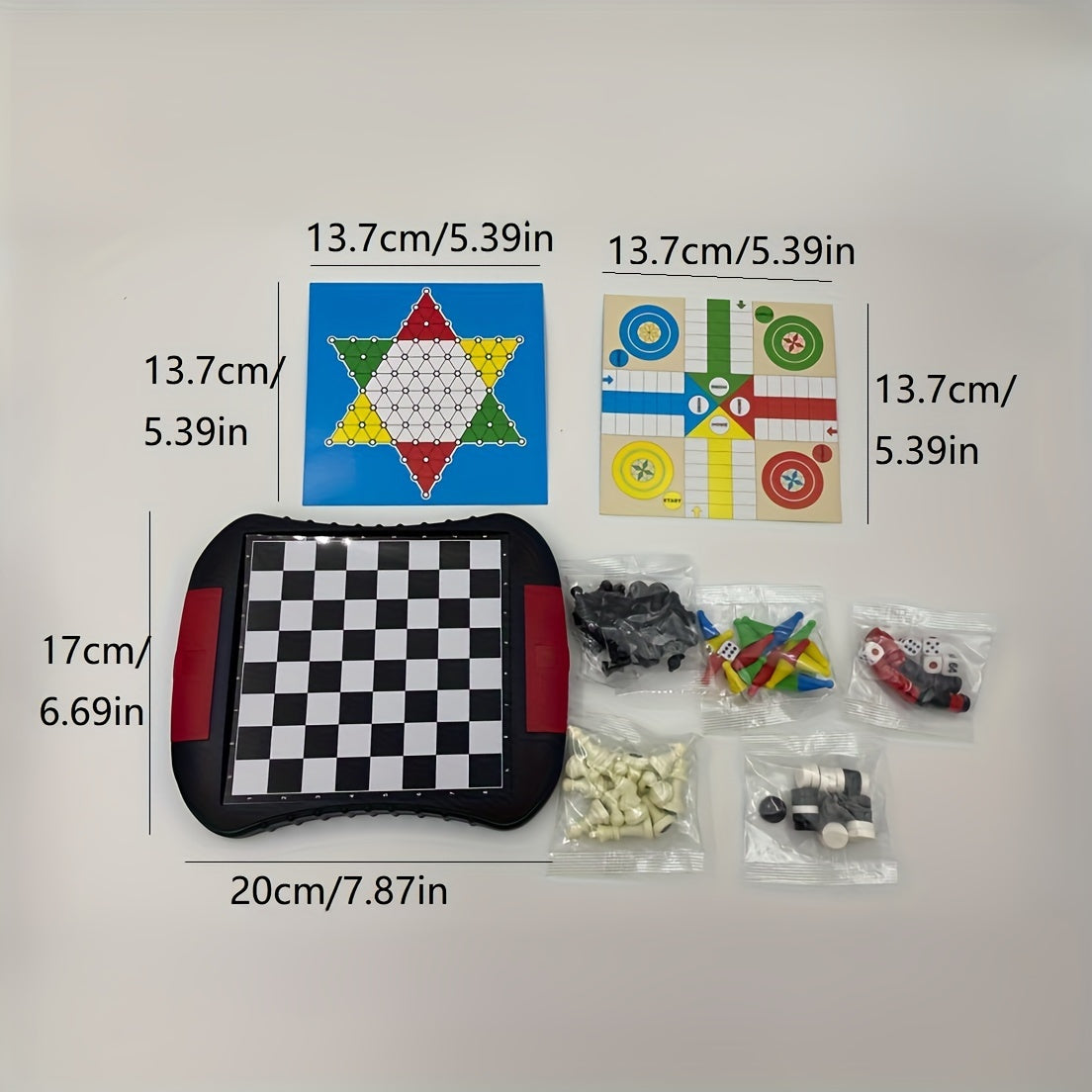 6-in-1 Family Board Game Set for Ages 8+ Includes Chess Ludo Backgammon and More