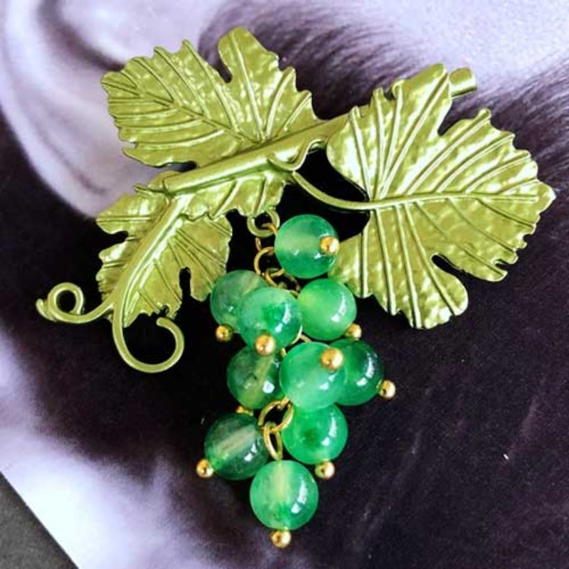 Grape Cluster Rhinestone Brooch Pin Fruit-Inspired Jewelry for Women