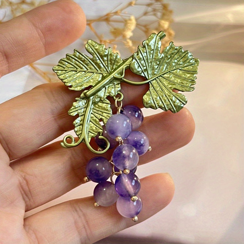 Grape Cluster Rhinestone Brooch Pin Fruit-Inspired Jewelry for Women
