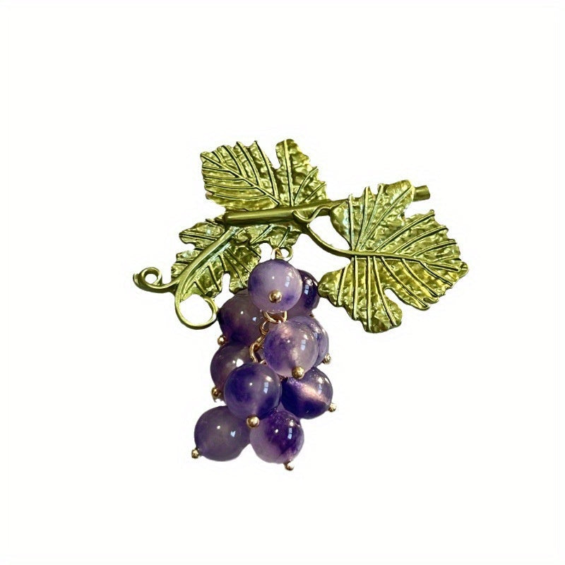Grape Cluster Rhinestone Brooch Pin Fruit-Inspired Jewelry for Women