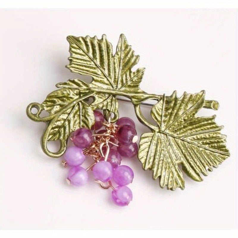 Grape Cluster Rhinestone Brooch Pin Fruit-Inspired Jewelry for Women