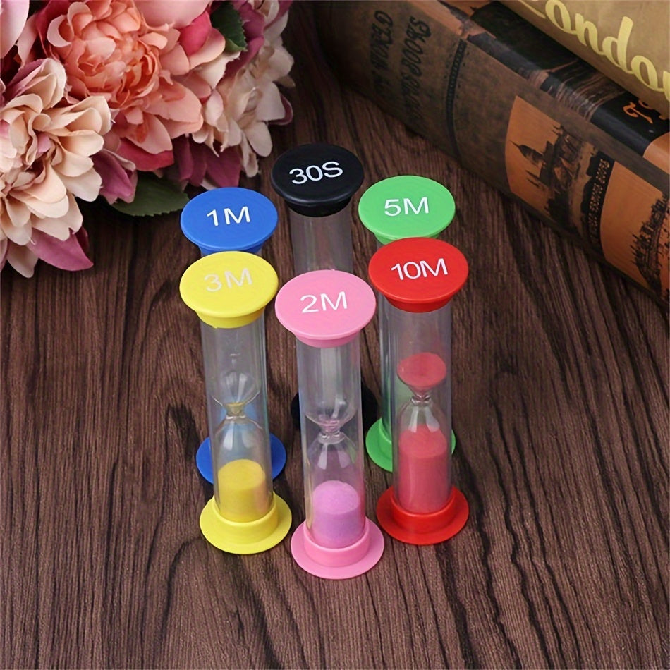 Set of 6 Colorful Hourglass Timers 1-30 Minute Countdown No Electricity Portable Classroom Sports Home